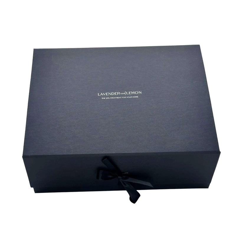 Lavender & Lemon black gift box with ribbon