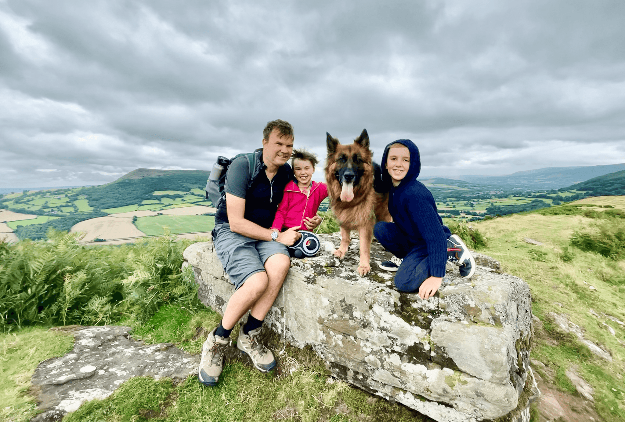Family near Skirrid Mountain in Wales